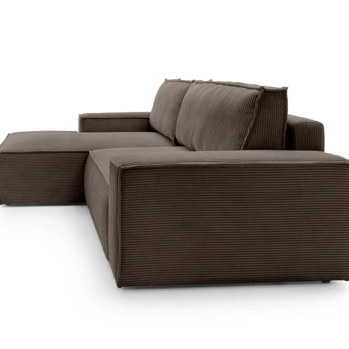 Divano letto angolare sinistra 3 posti 267x167cm velluto a coste marrone Relaxion