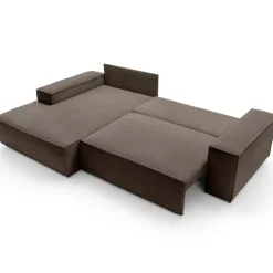 Divano letto angolare sinistra 3 posti 267x167cm velluto a coste marrone Relaxion