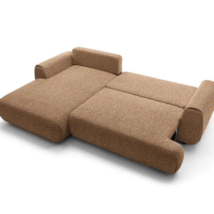 Divano letto angolare sinistra 3 posti 270x167cm tessuto arancio Cloudify