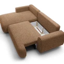 Divano letto angolare sinistra 3 posti 270x167cm tessuto arancio Cloudify