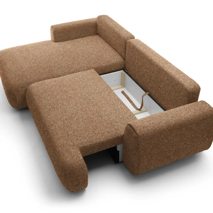 Divano letto angolare sinistra 3 posti 270x167cm tessuto arancio Cloudify