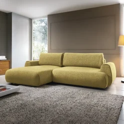 Divano letto angolare sinistra 3 posti 270x167cm tessuto giallo Cloudify