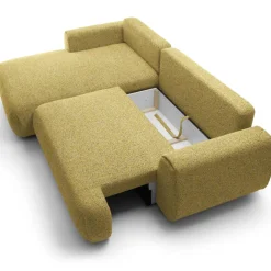 Divano letto angolare sinistra 3 posti 270x167cm tessuto giallo Cloudify