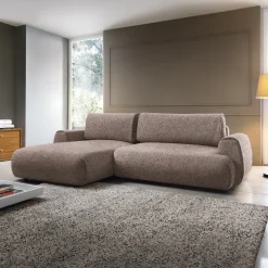 Divano letto angolare sinistra 3 posti 270x167cm tessuto rosa Cloudify