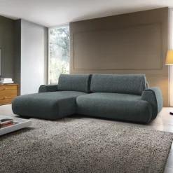 Divano letto angolare sinistra 3 posti 270x167cm tessuto antracite Cloudify
