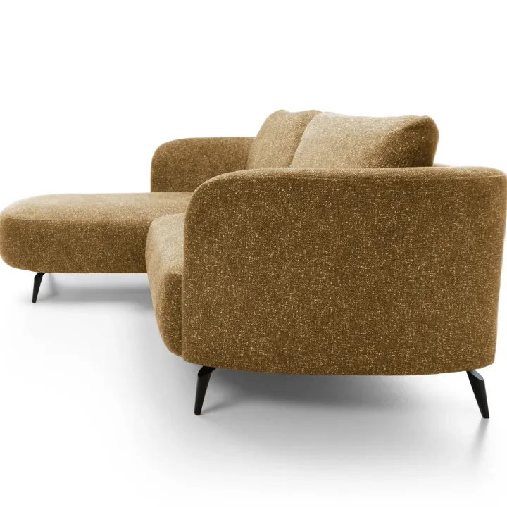 Divano letto angolare sinistra 3 posti 260x180cm tessuto bouclè beige scuro Repose