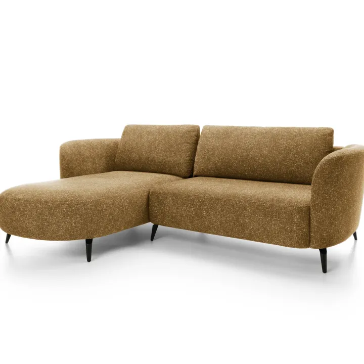 Divano letto angolare sinistra 3 posti 260x180cm tessuto bouclè beige scuro Repose