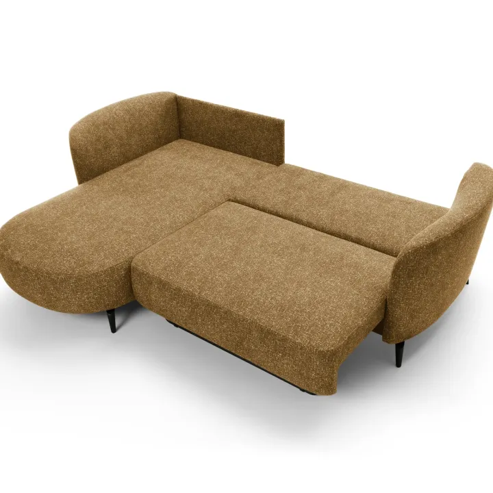 Divano letto angolare sinistra 3 posti 260x180cm tessuto bouclè beige scuro Repose