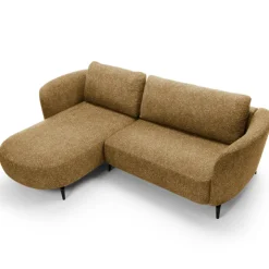 Divano letto angolare sinistra 3 posti 260x180cm tessuto bouclè beige scuro Repose