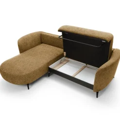 Divano letto angolare sinistra 3 posti 260x180cm tessuto bouclè beige scuro Repose
