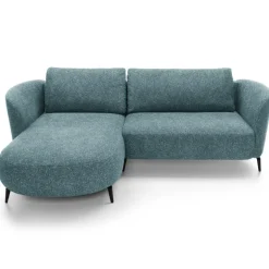 Divano letto angolare sinistra 3 posti 260x180cm tessuto bouclè azzurro Repose