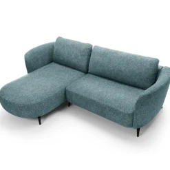 Divano letto angolare sinistra 3 posti 260x180cm tessuto bouclè azzurro Repose