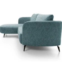 Divano letto angolare sinistra 3 posti 260x180cm tessuto bouclè azzurro Repose