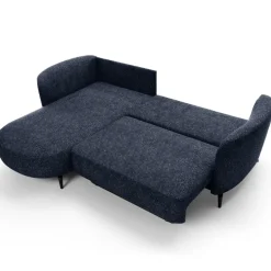Divano letto angolare sinistra 3 posti 260x180cm tessuto bouclè blu Repose