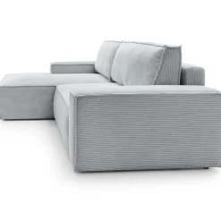 Divano letto angolare sinistra 3 posti 267x167cm velluto a coste grigio chiaro Relaxion