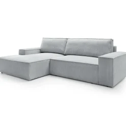 Divano letto angolare sinistra 3 posti 267x167cm velluto a coste grigio chiaro Relaxion