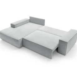 Divano letto angolare sinistra 3 posti 267x167cm velluto a coste grigio chiaro Relaxion