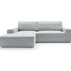 Divano letto angolare sinistra 3 posti 267x167cm velluto a coste grigio chiaro Relaxion
