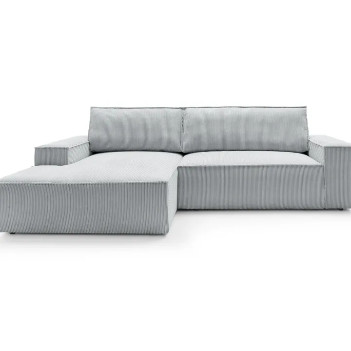 Divano letto angolare sinistra 3 posti 267x167cm velluto a coste grigio chiaro Relaxion