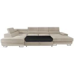 Divano letto angolare sinistra 5 posti 345x202cm tessuto beige Sloffy