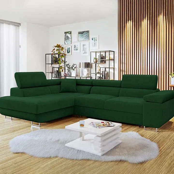Divano letto angolare sinistra imbottito 274x203cm verde Bormio