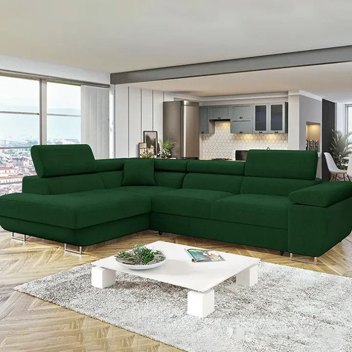 Divano letto angolare sinistra imbottito 274x203cm verde Bormio