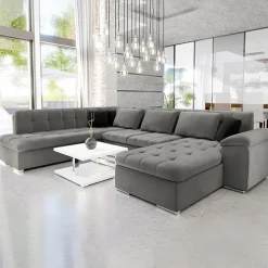 Divano letto angolare sinistra 5 posti 350x205cm grigio Agliana