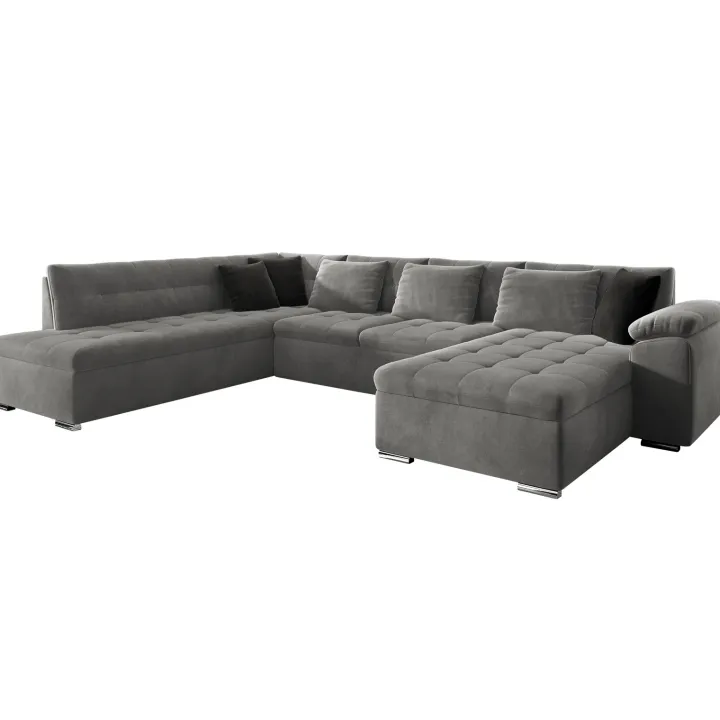 Divano letto angolare sinistra 5 posti 350x205cm grigio Agliana