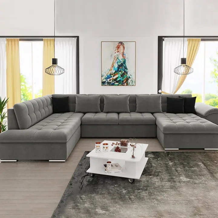 Divano letto angolare sinistra 5 posti 350x205cm grigio Agliana