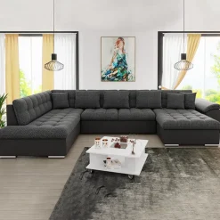 Divano letto angolare sinistra 5 posti 350x205cm grigio scuro Agliana