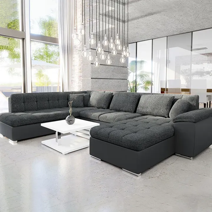 Divano letto angolare sinistra 5 posti 350x205cm grigio scuro Agliana