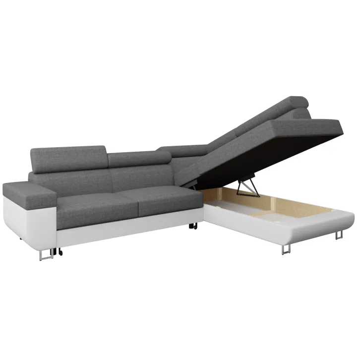 Divano letto angolare sinistra 3 posti 253x188cm grigio bianco Almese