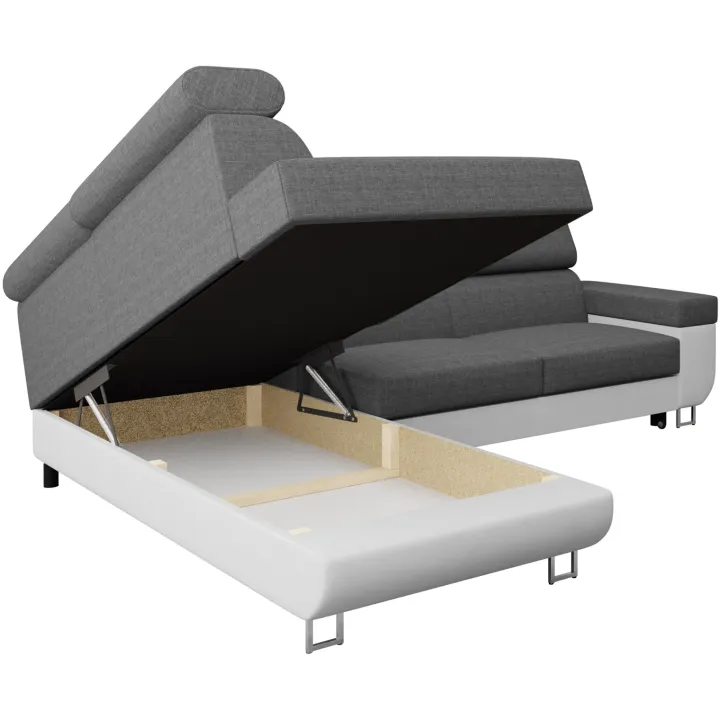 Divano letto angolare sinistra 3 posti 253x188cm grigio bianco Almese