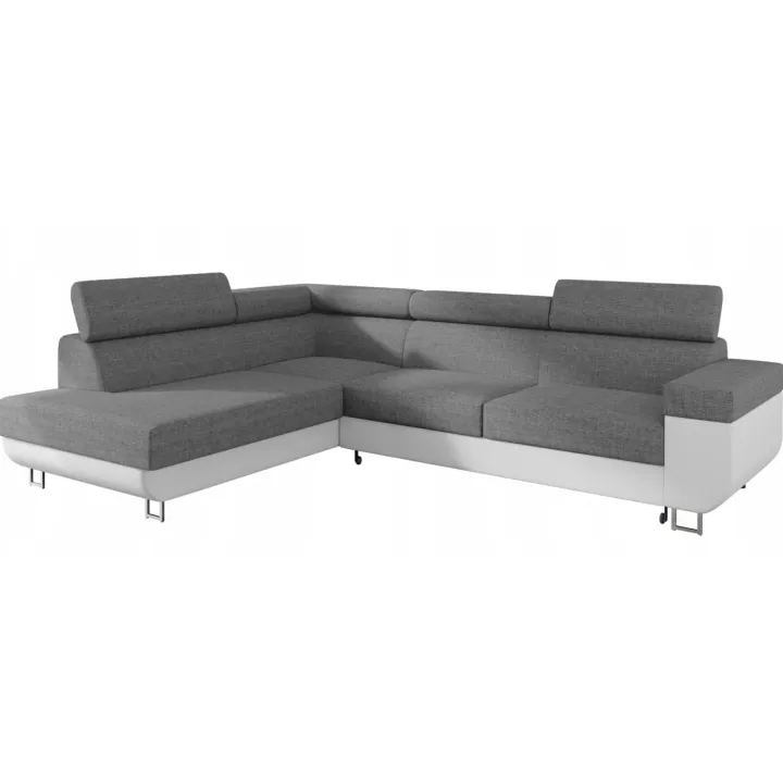 Divano letto angolare sinistra 3 posti 253x188cm grigio bianco Almese