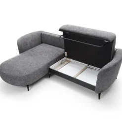 Divano letto angolare sinistra 3 posti 260x180cm tessuto bouclè grigio Repose