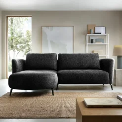 Divano letto angolare sinistra 3 posti 260x180cm tessuto bouclè antracite Repose