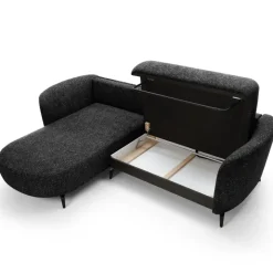Divano letto angolare sinistra 3 posti 260x180cm tessuto bouclè antracite Repose