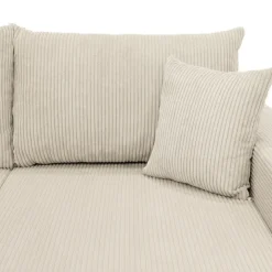 Divano letto angolare velluto a coste beige 304x140cm con contenitore Assunta