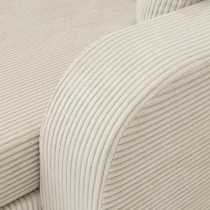 Divano letto angolare velluto a coste beige 304x140cm con contenitore Assunta
