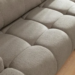 Divano letto con angolo a destra 4 posti 270x173cm con contenitore tessuto bouclé grigio tortora Litos