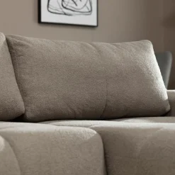 Divano letto con angolo a destra 4 posti 270x173cm con contenitore tessuto bouclé grigio tortora Litos
