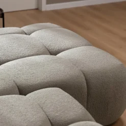 Divano letto con angolo a destra 4 posti 270x173cm con contenitore tessuto bouclé grigio tortora Litos
