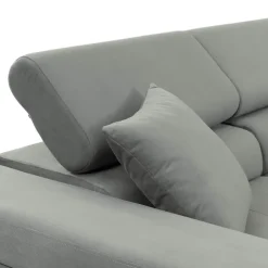 Divano letto con angolo a destra 4 posti 280x170cm box contenitore vellutato grigio Elvio