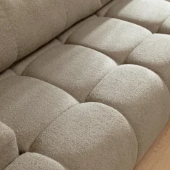 Divano letto con angolo a destra 4 posti 270x173cm con contenitore tessuto bouclé marrone chiaro Litos