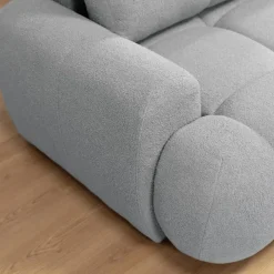 Divano letto con angolo a destra 4 posti 270x173cm con contenitore tessuto bouclé grigio chiaro Litos