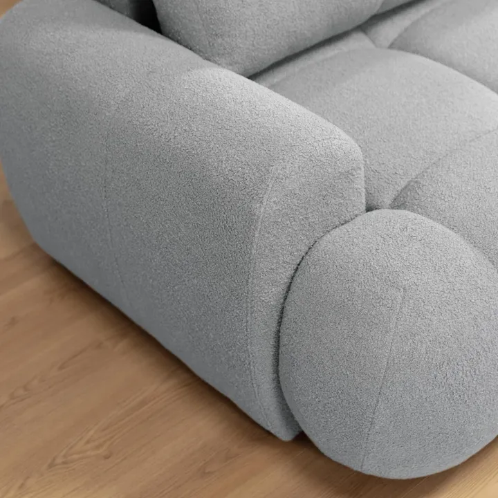 Divano letto con angolo a destra 4 posti 270x173cm con contenitore tessuto bouclé grigio chiaro Litos