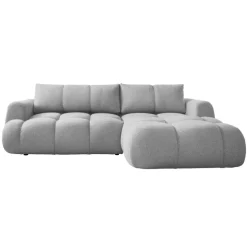 Divano letto con angolo a destra 4 posti 270x173cm con contenitore tessuto bouclé grigio chiaro Litos