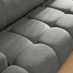 Divano letto con angolo a destra 4 posti 270x173cm con contenitore tessuto bouclé grigio scuro Litos