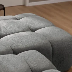 Divano letto con angolo a destra 4 posti 270x173cm con contenitore tessuto bouclé grigio scuro Litos