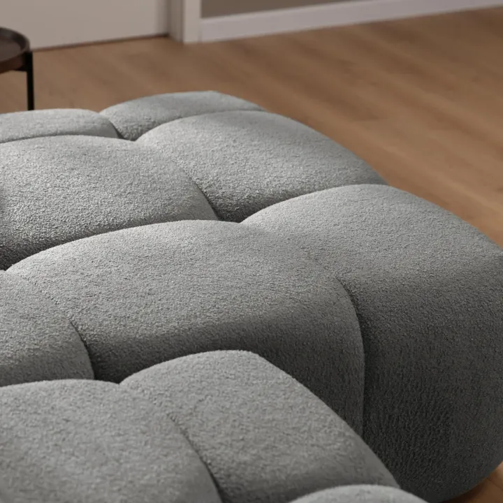 Divano letto con angolo a destra 4 posti 270x173cm con contenitore tessuto bouclé grigio scuro Litos